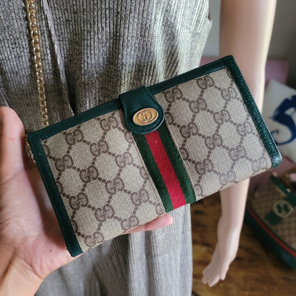 SALE🎉 Limited Collection Authentic Web Stripe Gucci Long Wallet - Picture 4 of 16